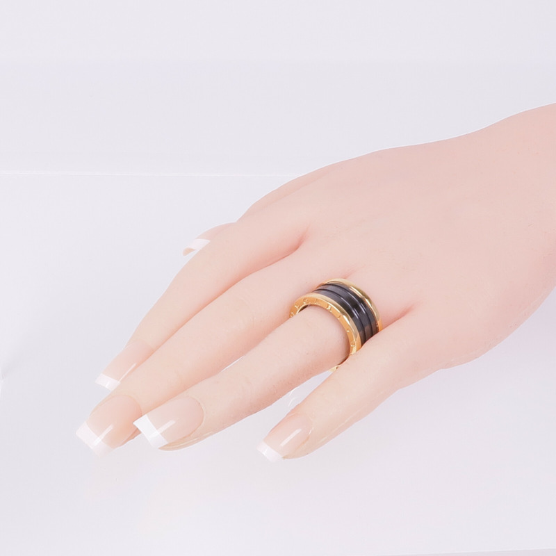 BVLGARI 18K玫瑰金/陶瓷B-zero 3 Band Ring戒指BVLGARI#59/US#8-9