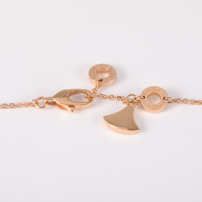 BVLGARI DIVASDREAM邊鑲鑽18K金小扇子項鏈白貝母18K玫瑰金/鑽石/白貝母項鏈玫瑰金項鍊-4