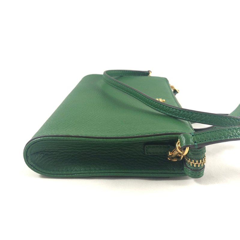 【TORY BURCH】素面皮革斜背包-綠色-2