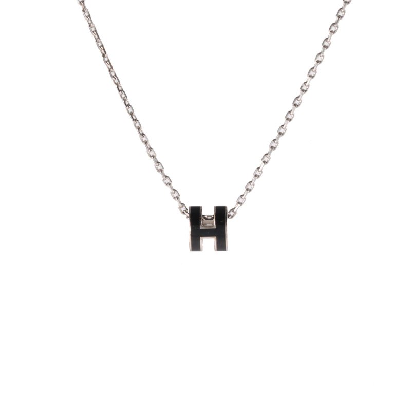 HERMES PopH項鏈Mini合金項鏈銀色黑色項鍊-0
