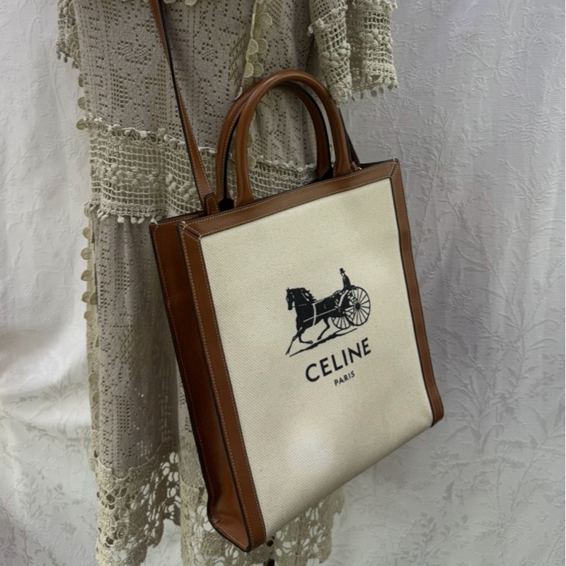 Celine 馬車Logo 印花帆布 手提袋/ 斜孭袋-3