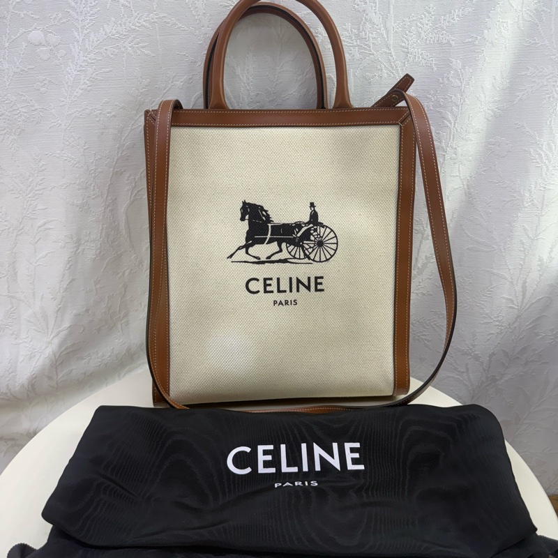 Celine 馬車Logo 印花帆布 手提袋/ 斜孭袋-4