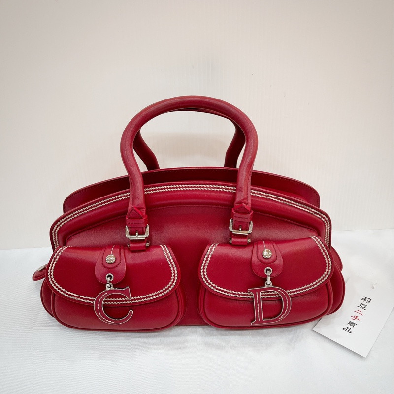 莉亞精品♡Dior 紅皮革手提包 二手-4
