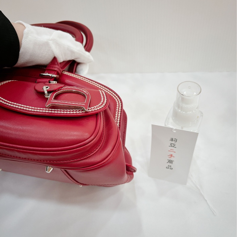 莉亞精品♡Dior 紅皮革手提包 二手-11