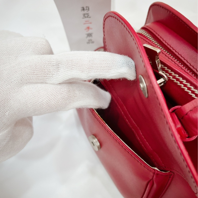 莉亞精品♡Dior 紅皮革手提包 二手-16