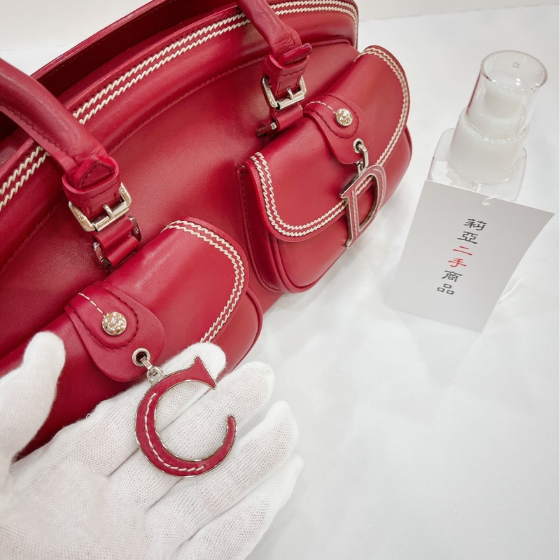 莉亞精品♡Dior 紅皮革手提包 二手-18