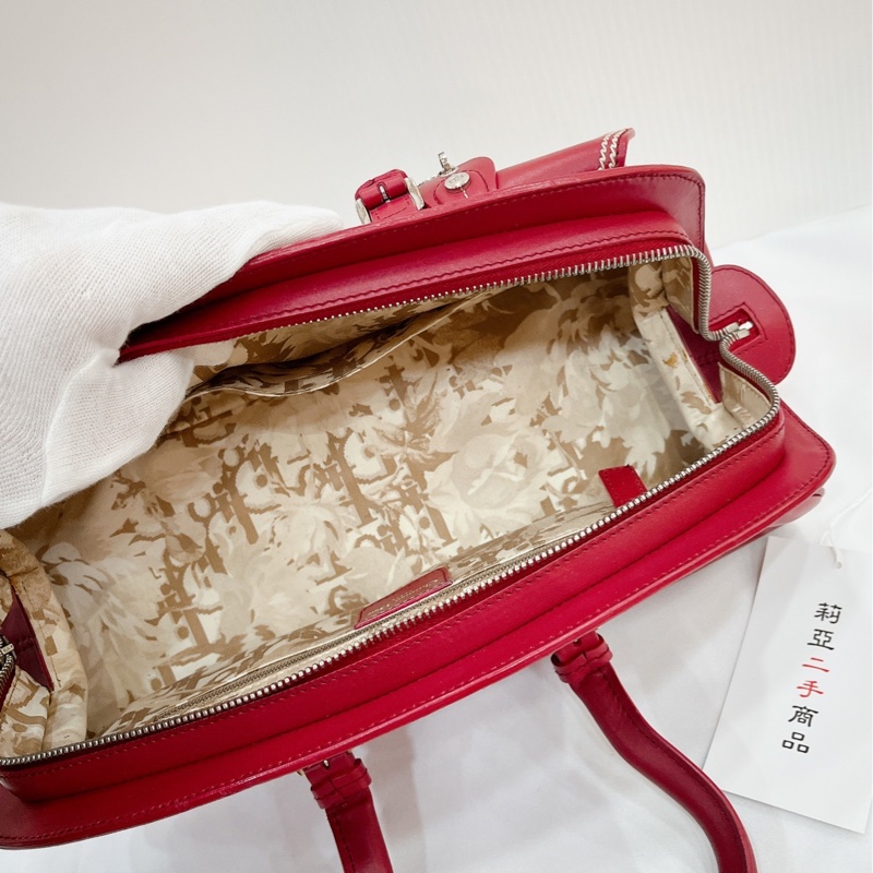 莉亞精品♡Dior 紅皮革手提包 二手-20