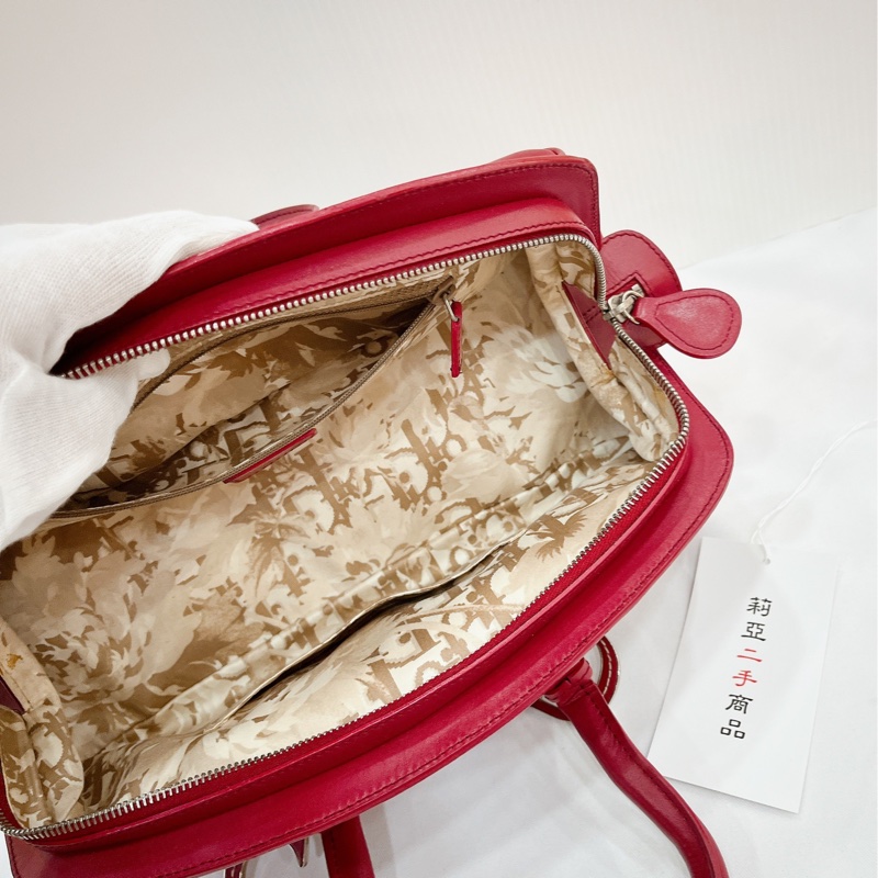 莉亞精品♡Dior 紅皮革手提包 二手-22
