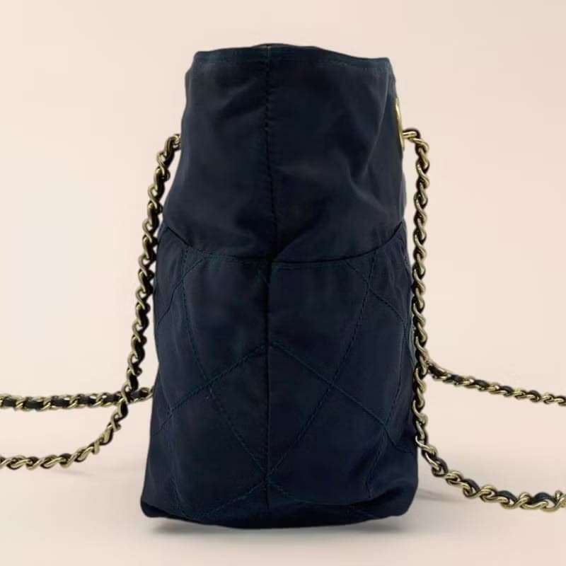 【LA LUNE】絕版古董包 稀有Prada黑色降落傘鏈子側背包 單肩包 托特包 中古-4