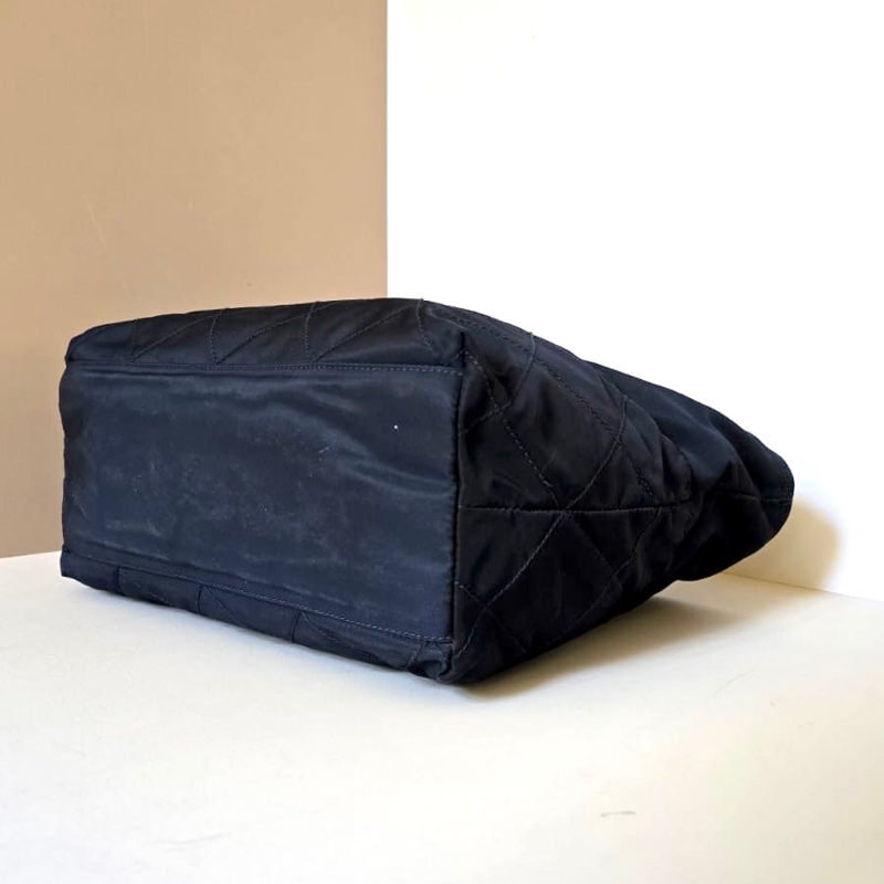 【LA LUNE】絕版古董包 稀有Prada藍黑色降落傘鏈子側背包 單肩包 托特包 中古-4