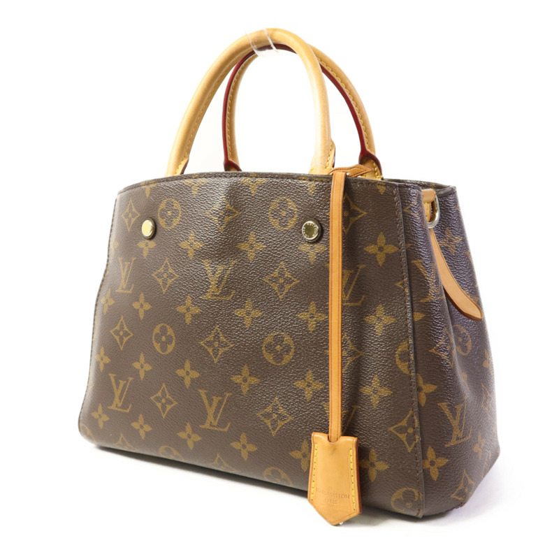 LOUIS VUITTON Monogram Montaigne BB金扣手挽肩背兩用袋棕色-1