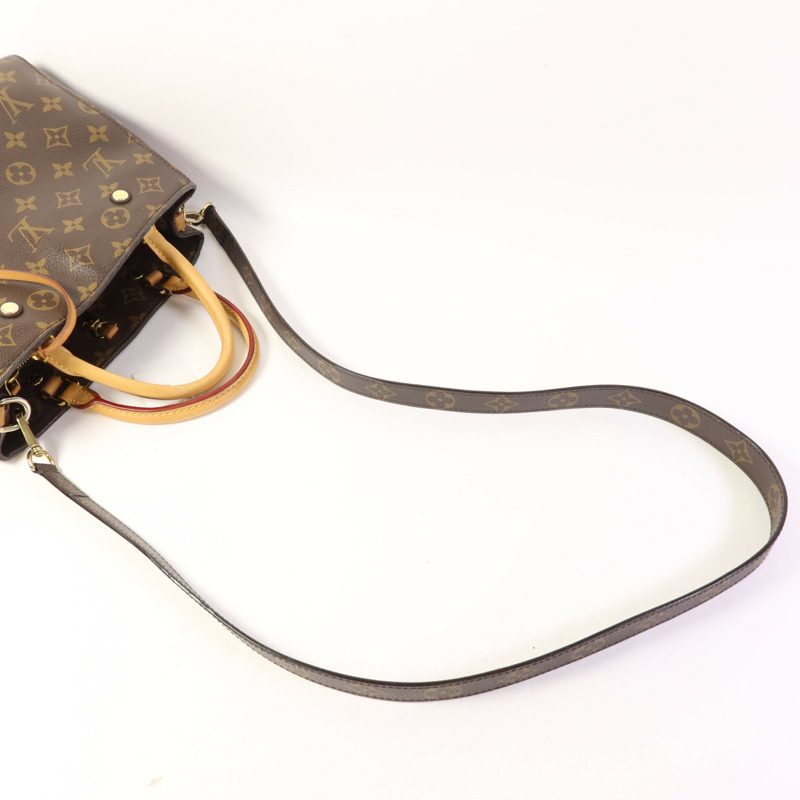 LOUIS VUITTON Monogram Montaigne BB金扣手挽肩背兩用袋棕色-4