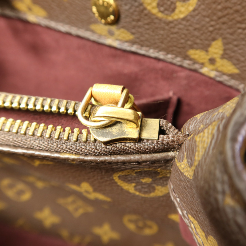 LOUIS VUITTON Monogram Montaigne BB金扣手挽肩背兩用袋棕色-9