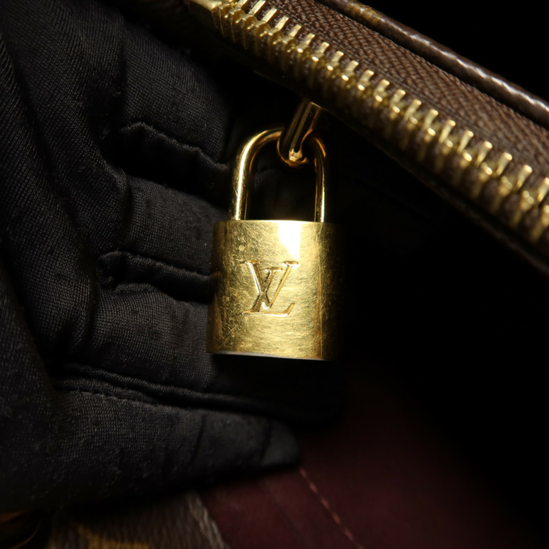 LOUIS VUITTON Monogram Montaigne BB金扣手挽肩背兩用袋棕色-12