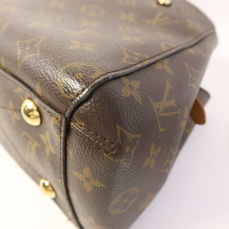 LOUIS VUITTON Monogram Montaigne BB金扣手挽肩背兩用袋棕色-16
