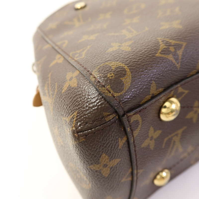 LOUIS VUITTON Monogram Montaigne BB金扣手挽肩背兩用袋棕色-17