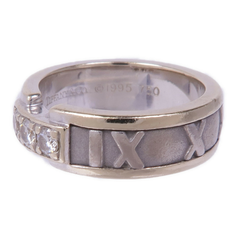 TIFFANY＆CO 18K白金Vintage Atlas Ring With Diamonds鑽石戒指US#4-2
