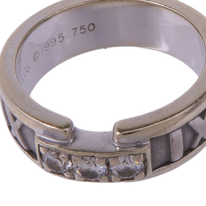 TIFFANY＆CO 18K白金Vintage Atlas Ring With Diamonds鑽石戒指US#4-5