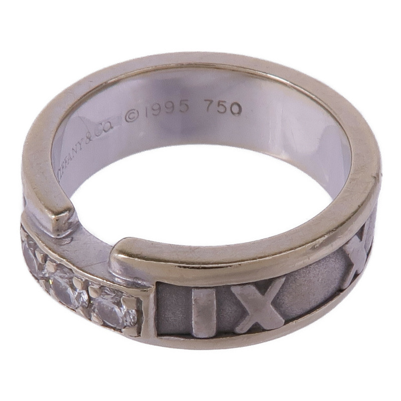 TIFFANY＆CO 18K白金Vintage Atlas Ring With Diamonds鑽石戒指US#4-7