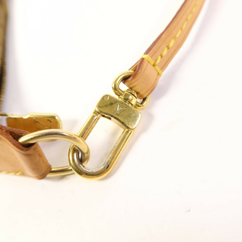 LOUIS VUITTON Monogram Pochette Accessoires金扣手挽袋棕色-9