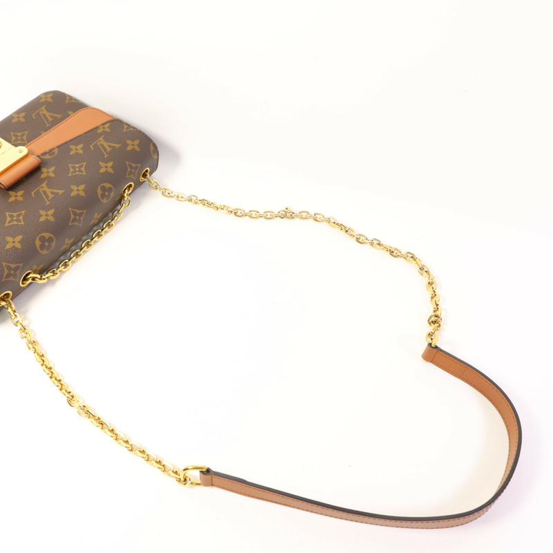 LOUIS VUITTON Monogram Marceau金扣鏈帶肩背袋棕色-4