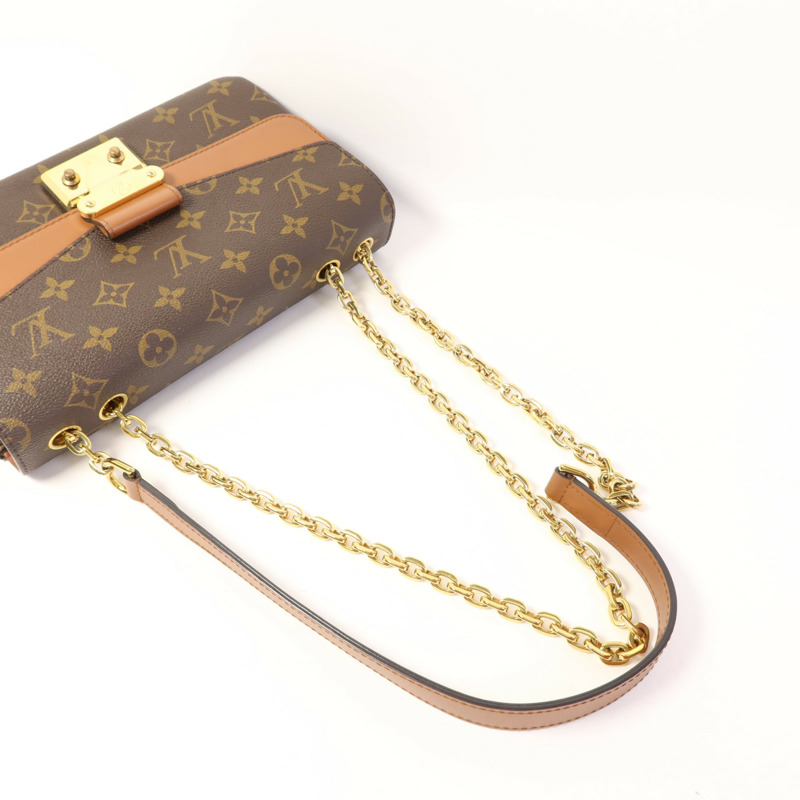 LOUIS VUITTON Monogram Marceau金扣鏈帶肩背袋棕色-5
