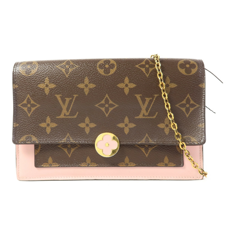 LOUIS VUITTON Monogram Flore Chain Wallet金扣鏈帶肩背袋-0