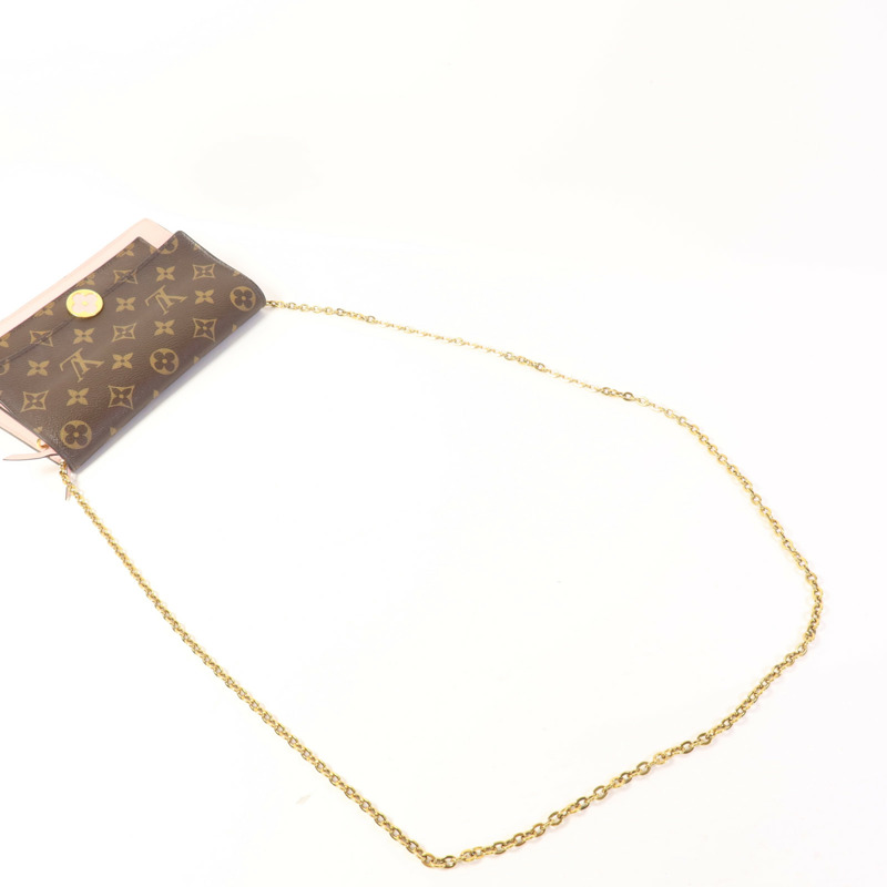 LOUIS VUITTON Monogram Flore Chain Wallet金扣鏈帶肩背袋-4