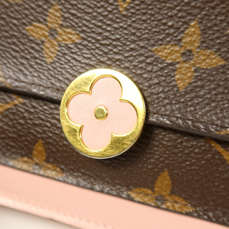 LOUIS VUITTON Monogram Flore Chain Wallet金扣鏈帶肩背袋-13