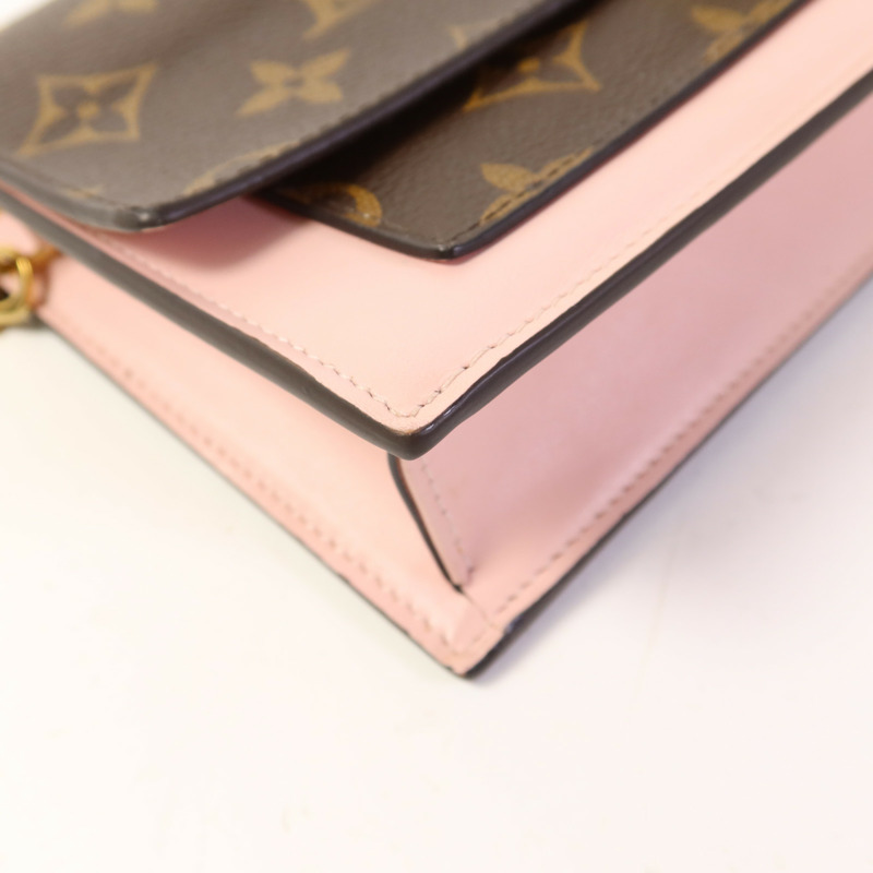 LOUIS VUITTON Monogram Flore Chain Wallet金扣鏈帶肩背袋-15