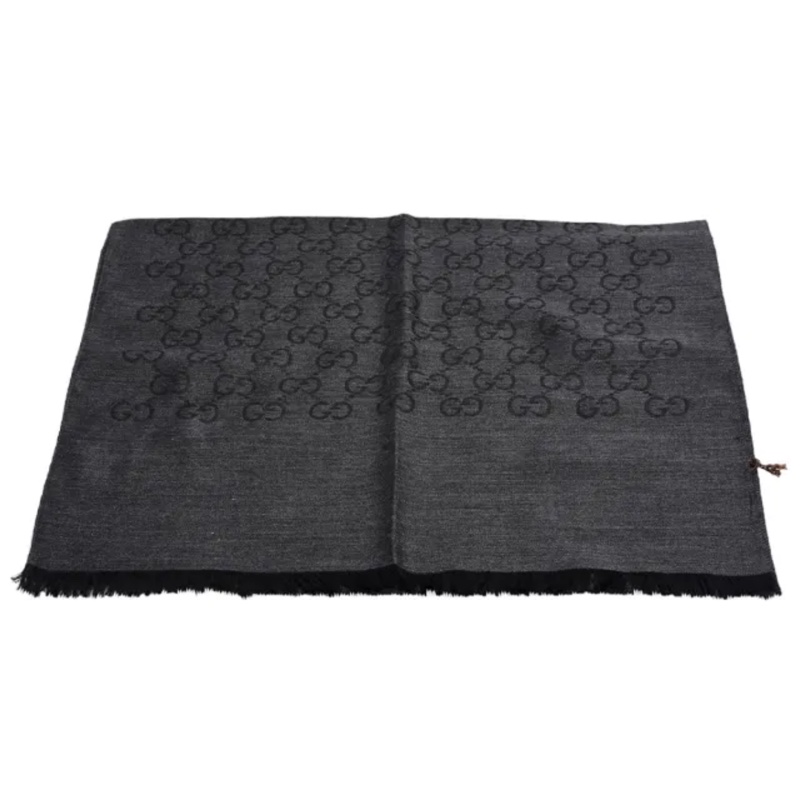 GUCCI 古馳 經典GG緹花雙色羊毛混絲流蘇圍巾/披肩-0