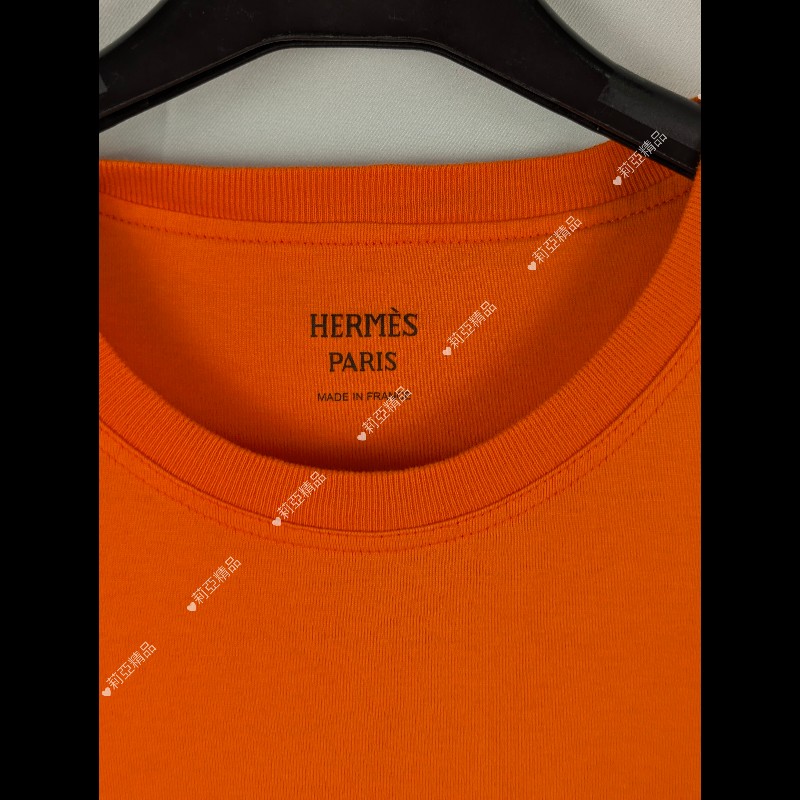 莉亞精品♡Hermes 刺繡口袋短袖 尺碼34 九新美品-5