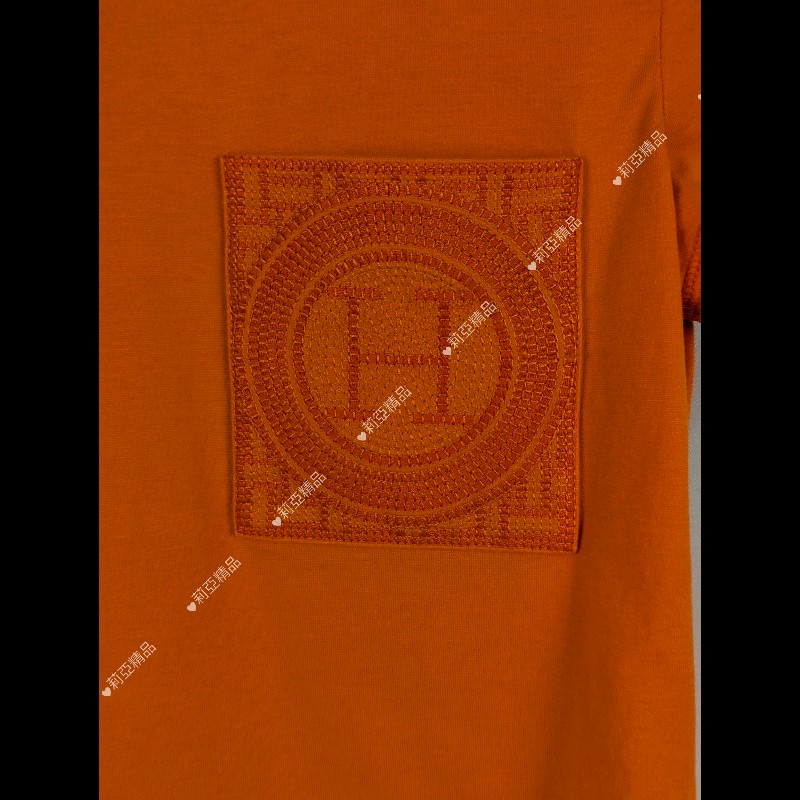 莉亞精品♡Hermes 刺繡口袋短袖 尺碼34 九新美品-6