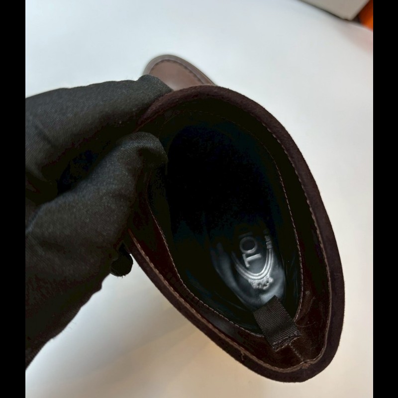 Tod's 深咖加麂皮厚跟短靴-11