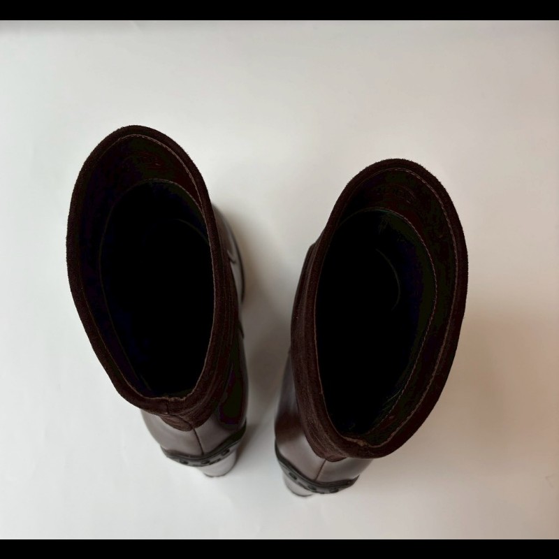 Tod's 深咖加麂皮厚跟短靴-12