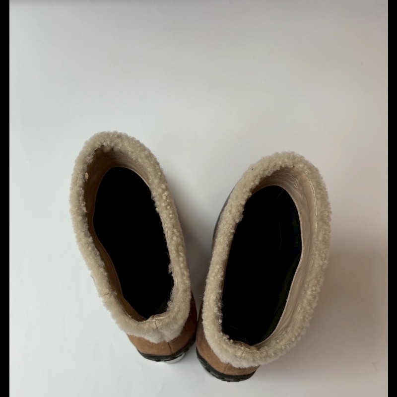 Tod's 白毛呢駝麂皮厚跟女靴-10