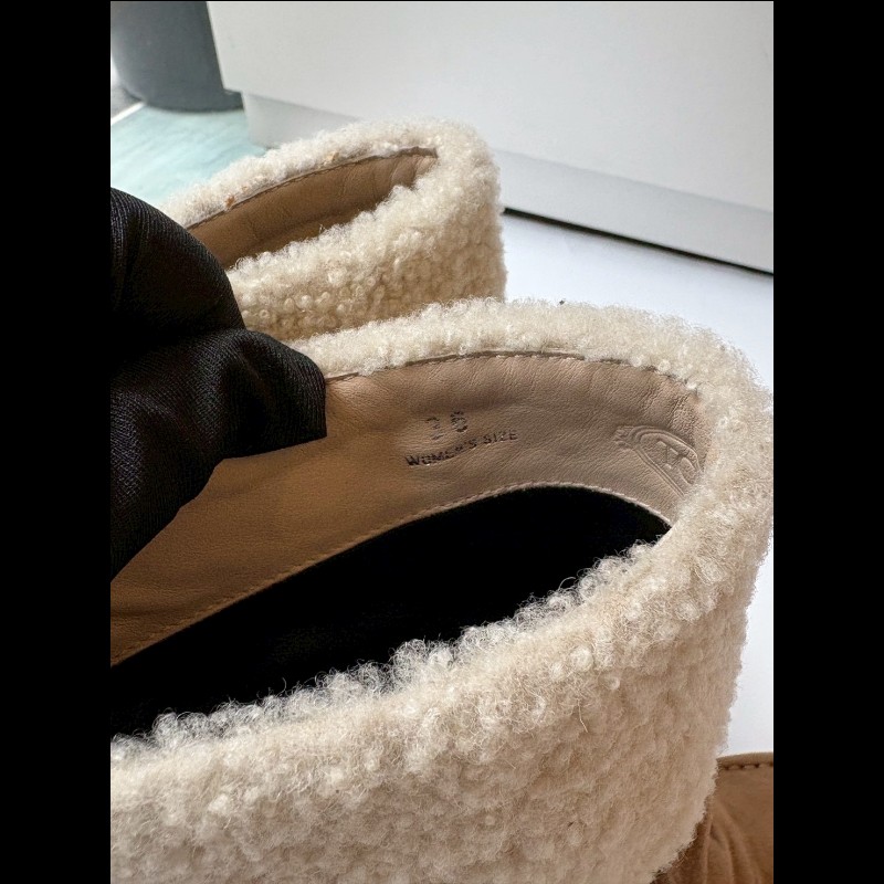 Tod's 白毛呢駝麂皮厚跟女靴-12