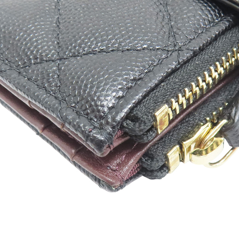 黑色 菱格紋 荔枝牛皮 扣式 卡片零錢包 金扣【CHANEL 香奈兒】-12