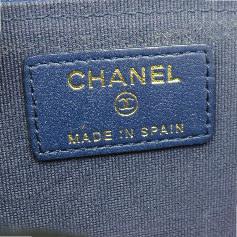 藍色 菱格紋 牛皮 卡夾 零錢包【CHANEL 香奈兒】-6