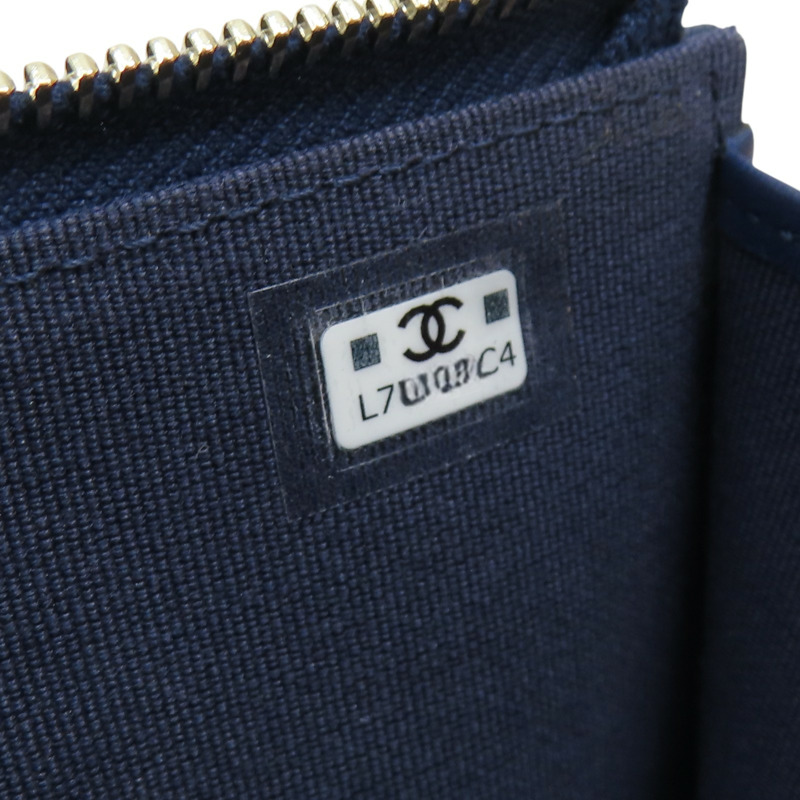 藍色 菱格紋 牛皮 卡夾 零錢包【CHANEL 香奈兒】-7