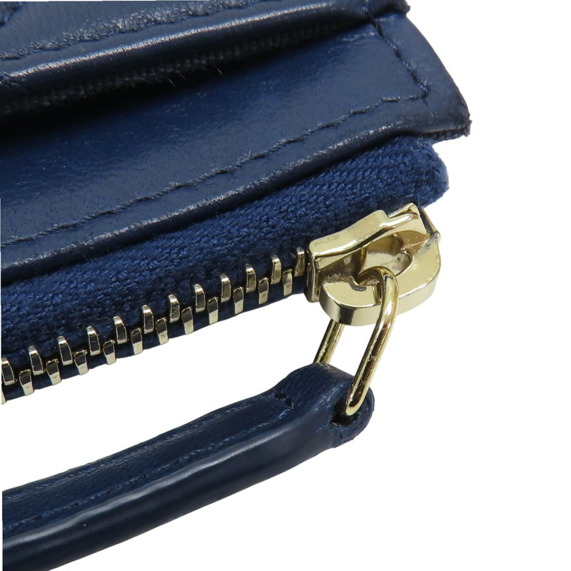 藍色 菱格紋 牛皮 卡夾 零錢包【CHANEL 香奈兒】-9