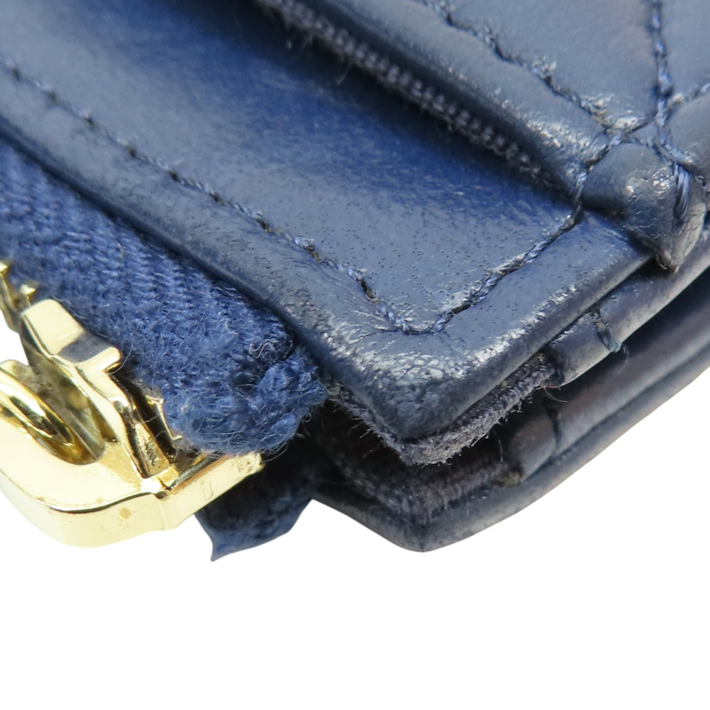 藍色 菱格紋 牛皮 卡夾 零錢包【CHANEL 香奈兒】-11