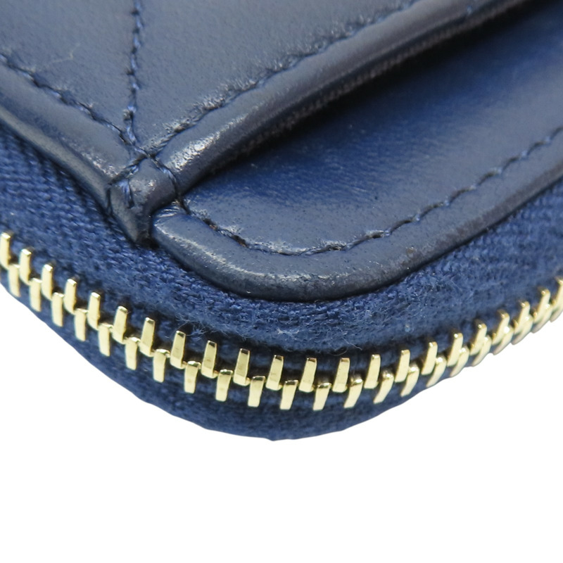 藍色 菱格紋 牛皮 卡夾 零錢包【CHANEL 香奈兒】-12