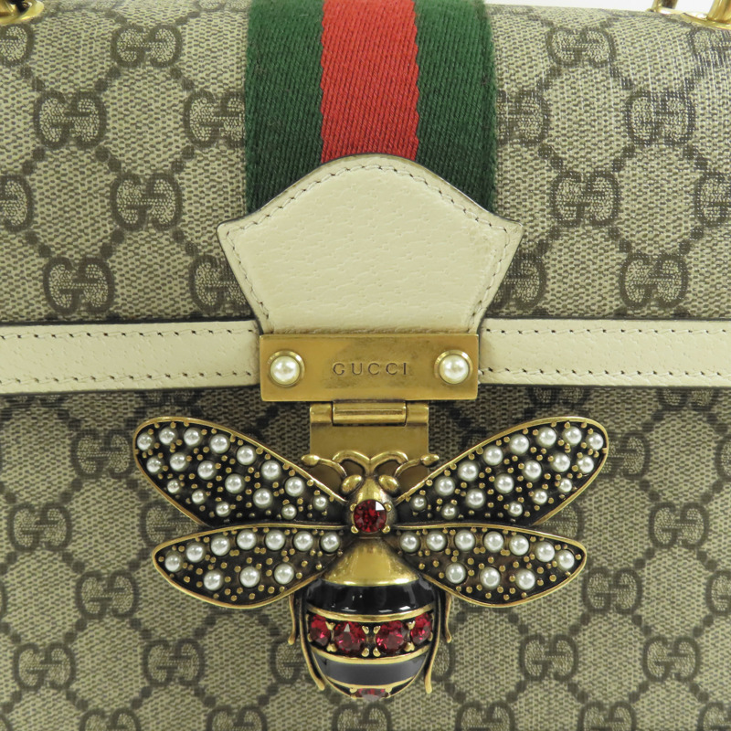 GUCCI 塗層帆布/皮革Queen Margaret金扣手挽肩背兩用袋-7