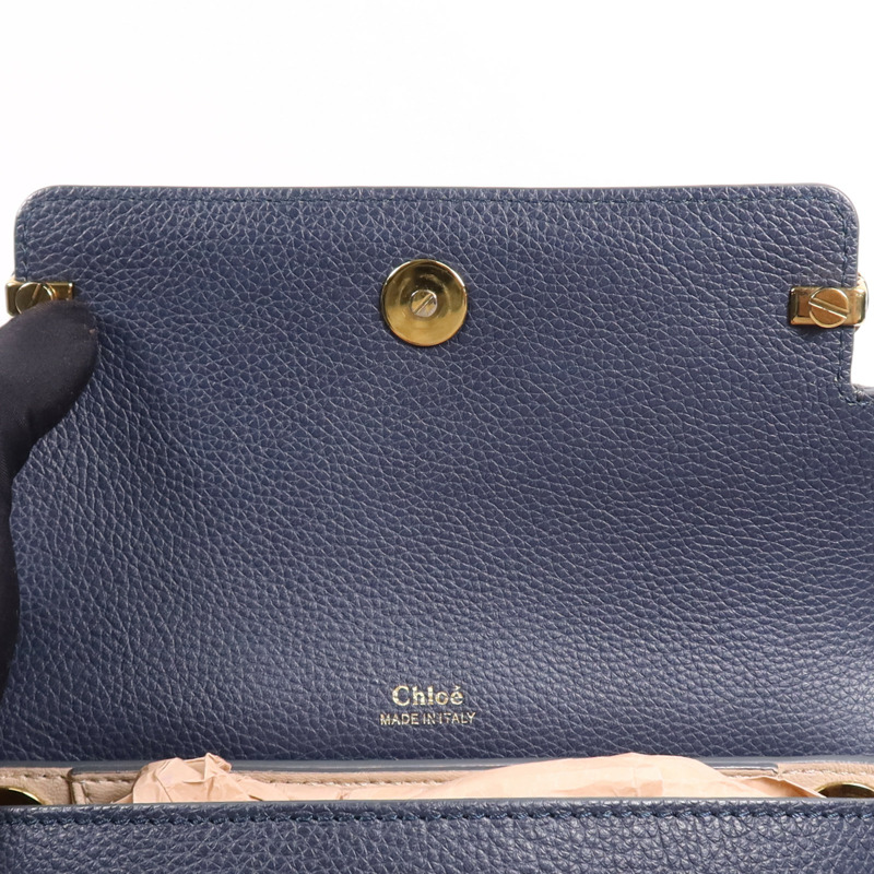 Chloe 牛皮皮革Clare金扣肩背袋-12