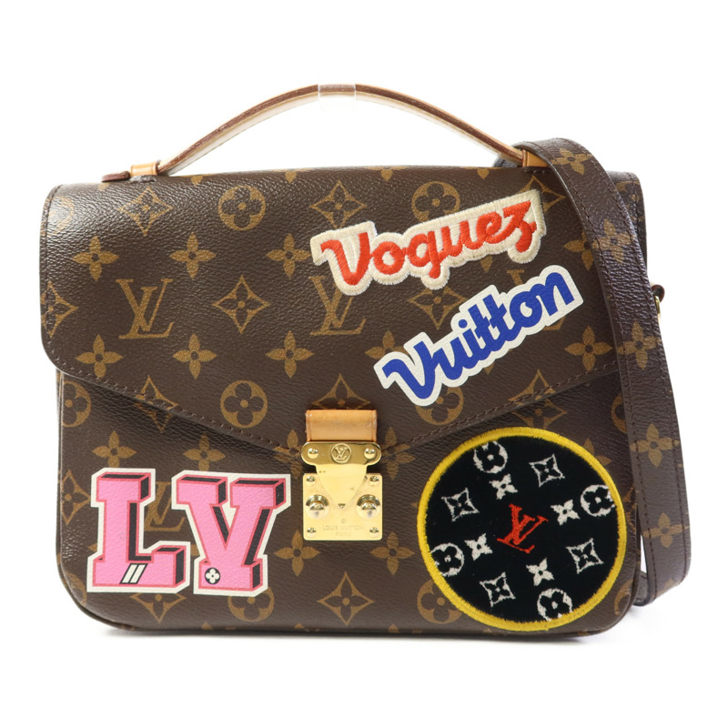 LOUIS VUITTON Monogram Patches Pochette Metis金扣手挽肩背兩用袋棕色-0
