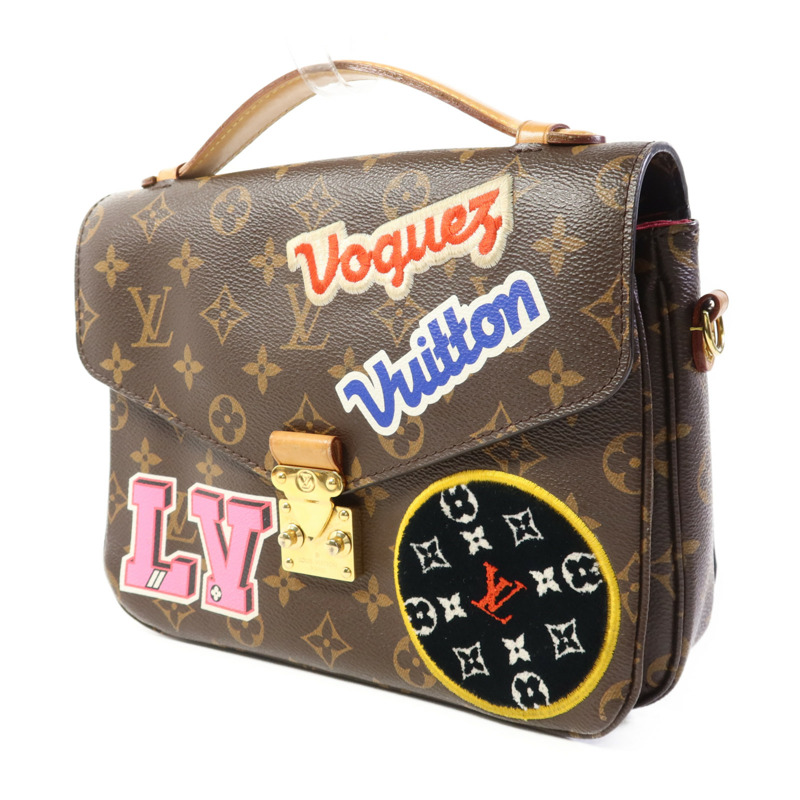 LOUIS VUITTON Monogram Patches Pochette Metis金扣手挽肩背兩用袋棕色-2