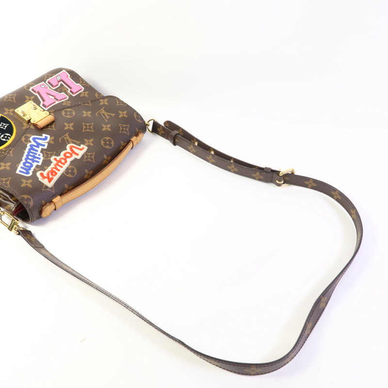 LOUIS VUITTON Monogram Patches Pochette Metis金扣手挽肩背兩用袋棕色-4