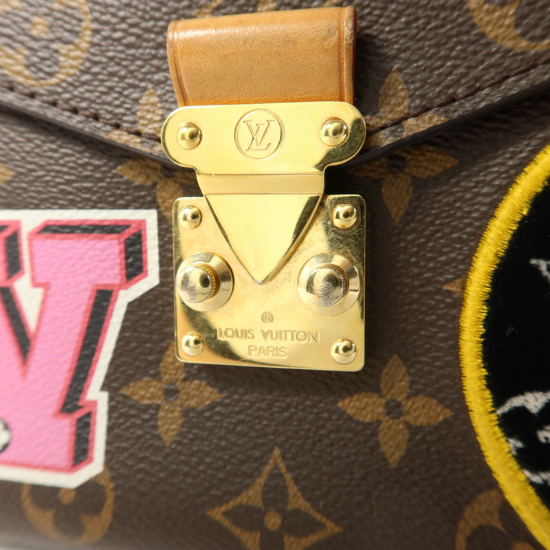 LOUIS VUITTON Monogram Patches Pochette Metis金扣手挽肩背兩用袋棕色-8