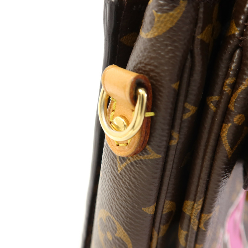 LOUIS VUITTON Monogram Patches Pochette Metis金扣手挽肩背兩用袋棕色-9